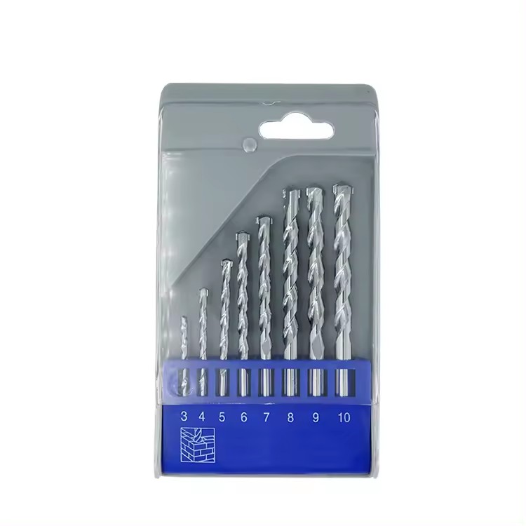 8Pcs Chrome Plated Carbide Tipped Masonry Drill Bit Set in Plastic Box