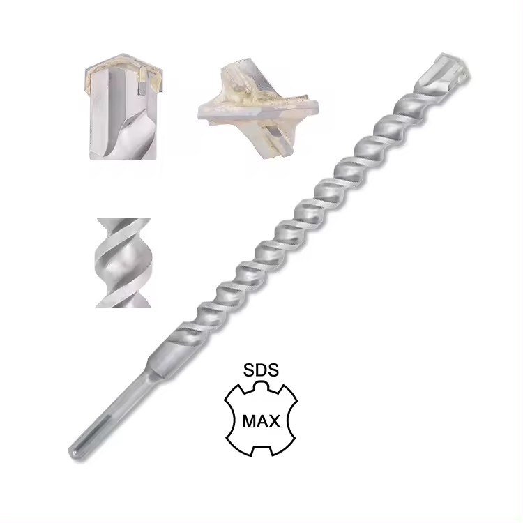 Carbide X Head Tip U Flute SDS Max Rock Drill Bits for Rock and Hard Natural Stone Drilling